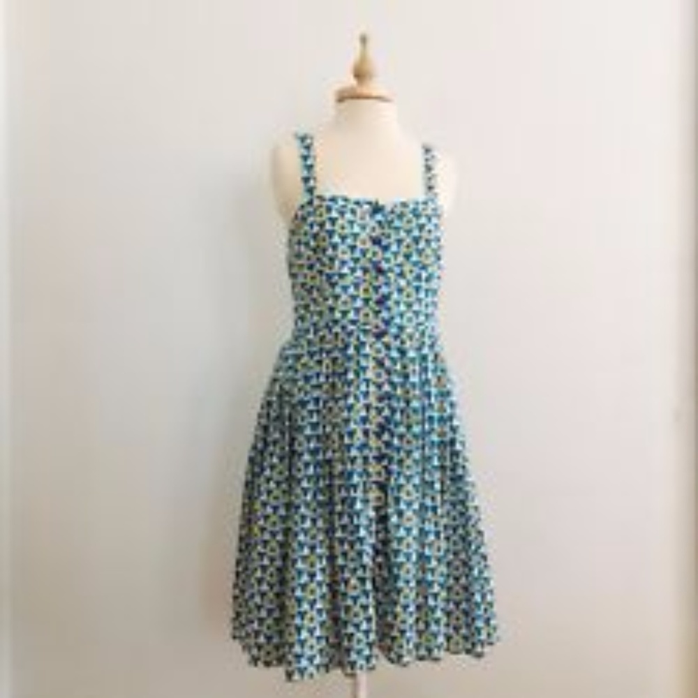 Tory Burch Blue and Yellow Geometric Midi Dress 2